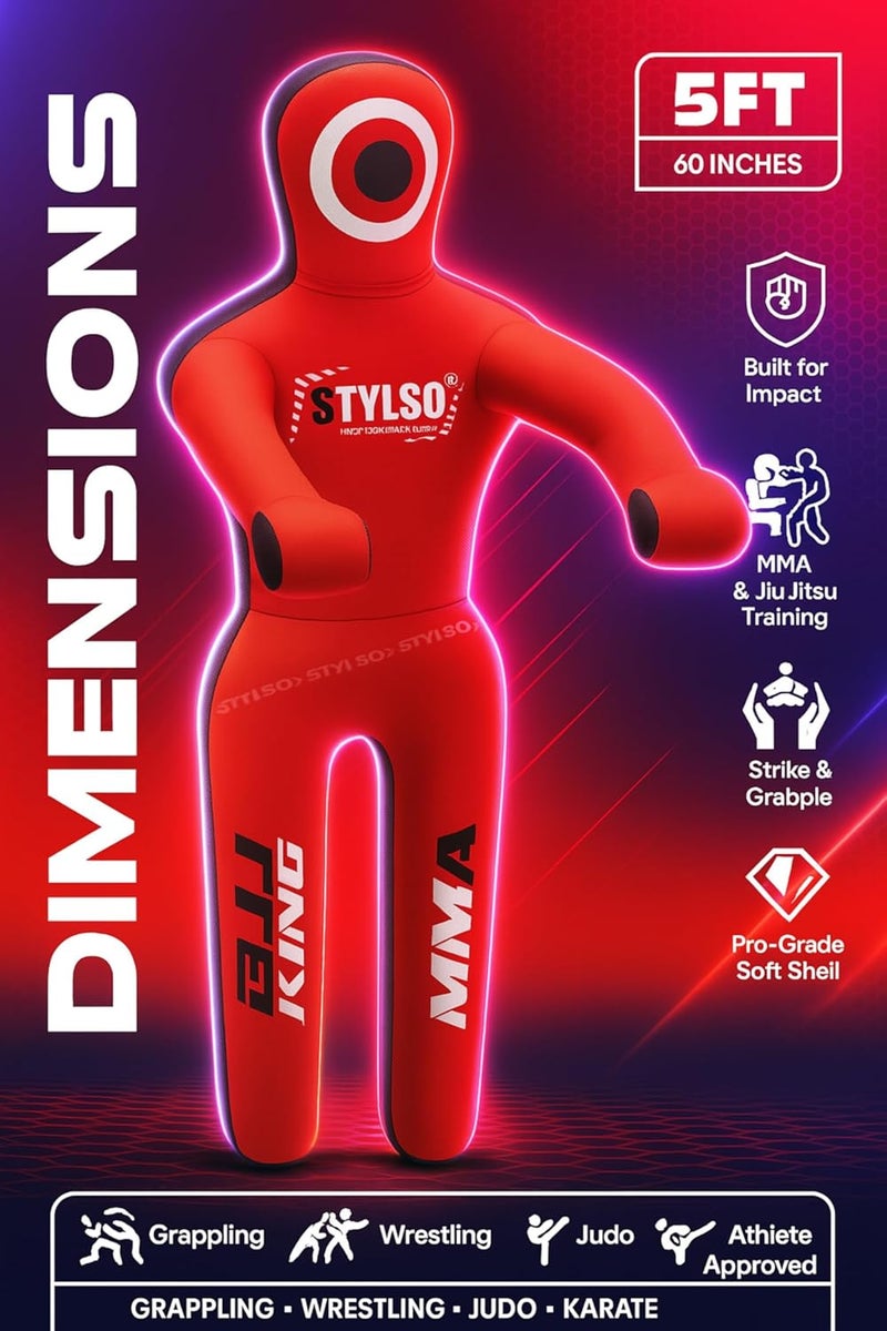 Stylso Un-Filled Grappling Dummy Wrestling Dummy Jiu Jitsu Dummy for BJJ MMA Judo Karate Training Adult Kids and Youth Practice Tackling Dummies - Image 4